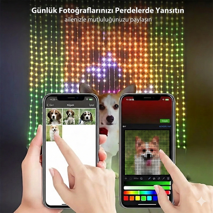 Pixel LED Perde Işık – Fotoğraf ve Yazı Yansıtma (2x2m - 400 LED)